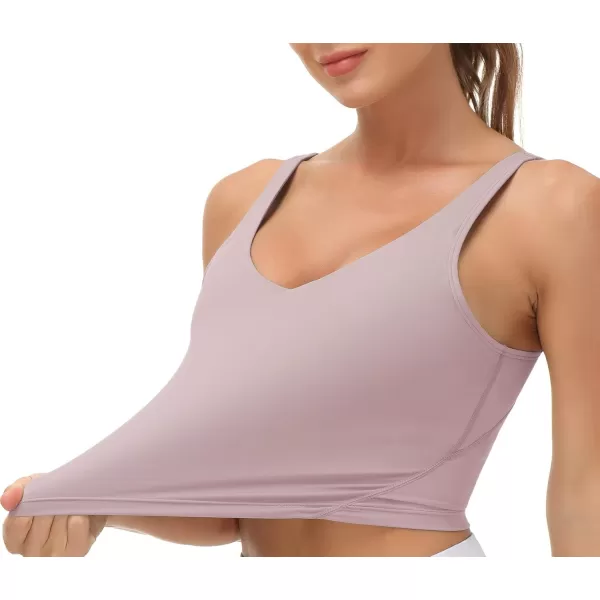 THE GYM PEOPLE Womens Sports Bra Longline Wirefree Padded with Medium SupportLight Purple