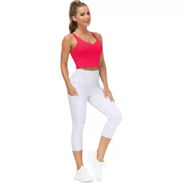 THE GYM PEOPLE Womens Sports Bra Longline Wirefree Padded with Medium SupportMagenta