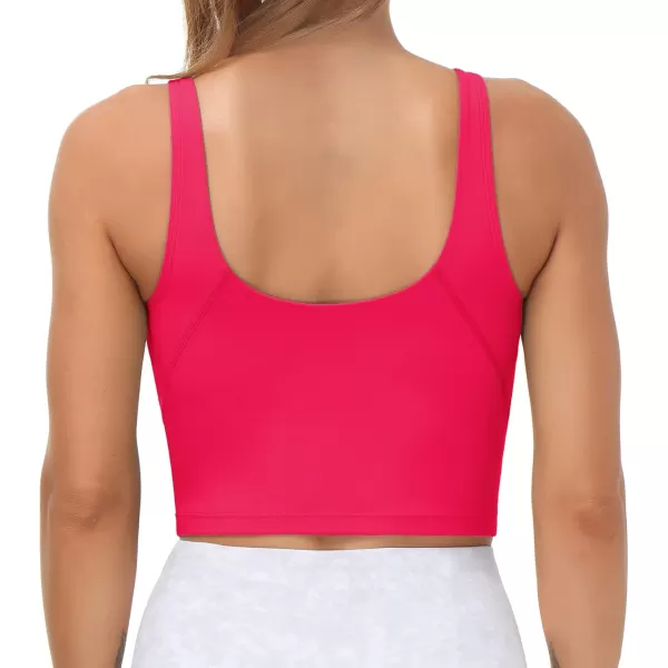 THE GYM PEOPLE Womens Sports Bra Longline Wirefree Padded with Medium SupportMagenta