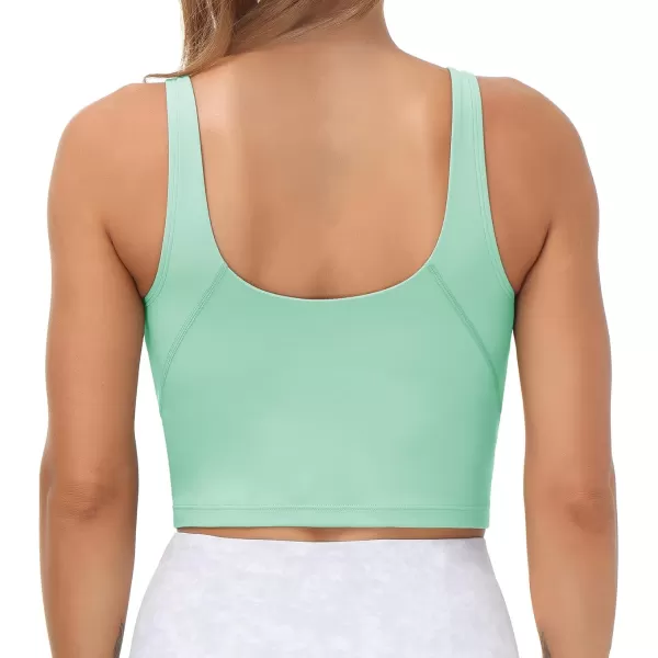 THE GYM PEOPLE Womens Sports Bra Longline Wirefree Padded with Medium SupportMint Green