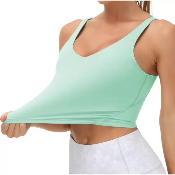 THE GYM PEOPLE Womens Sports Bra Longline Wirefree Padded with Medium SupportMint Green