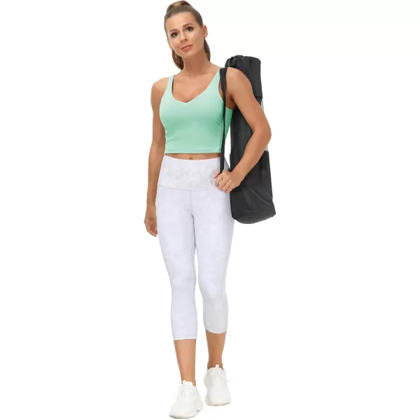 THE GYM PEOPLE Womens Sports Bra Longline Wirefree Padded with Medium SupportMint Green
