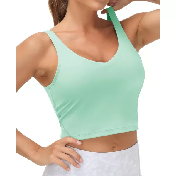THE GYM PEOPLE Womens Sports Bra Longline Wirefree Padded with Medium SupportMint Green