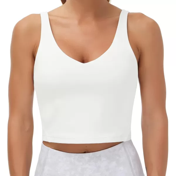 THE GYM PEOPLE Womens Sports Bra Longline Wirefree Padded with Medium SupportOffwhite
