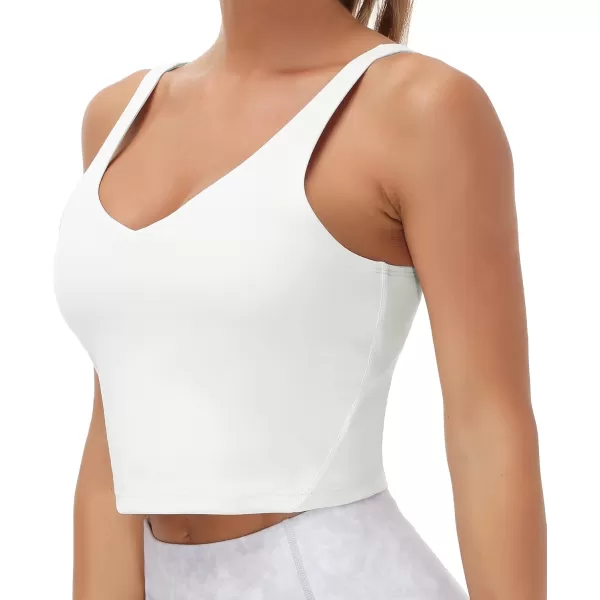 THE GYM PEOPLE Womens Sports Bra Longline Wirefree Padded with Medium SupportOffwhite