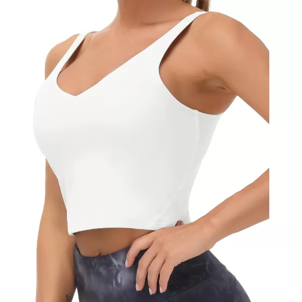 THE GYM PEOPLE Womens Sports Bra Longline Wirefree Padded with Medium SupportOffwhite