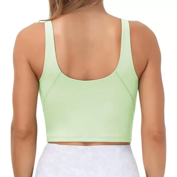 THE GYM PEOPLE Womens Sports Bra Longline Wirefree Padded with Medium SupportPale Green