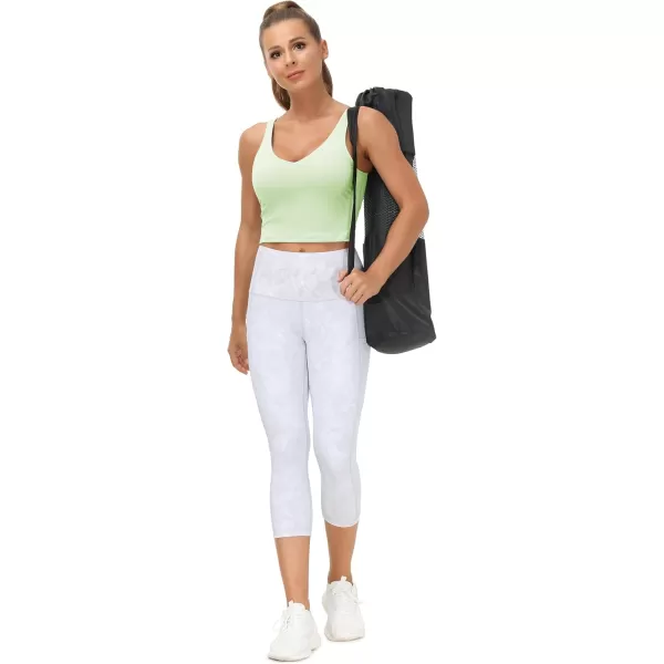 THE GYM PEOPLE Womens Sports Bra Longline Wirefree Padded with Medium SupportPale Green