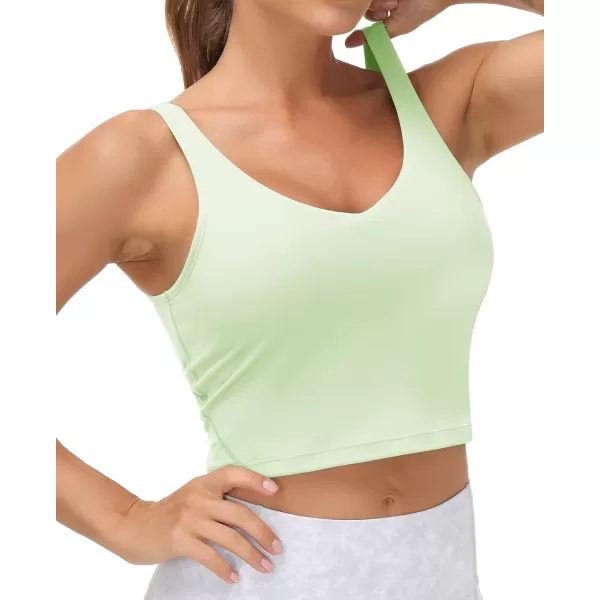 THE GYM PEOPLE Womens Sports Bra Longline Wirefree Padded with Medium SupportPale Green