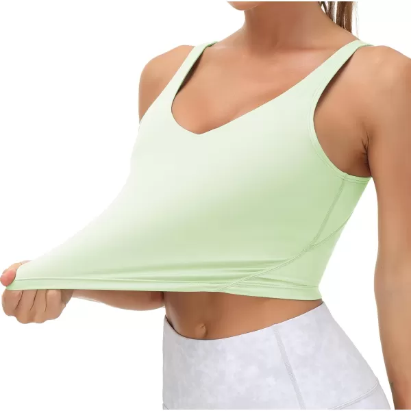THE GYM PEOPLE Womens Sports Bra Longline Wirefree Padded with Medium SupportPale Green