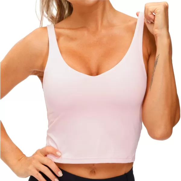 THE GYM PEOPLE Womens Sports Bra Longline Wirefree Padded with Medium SupportPink