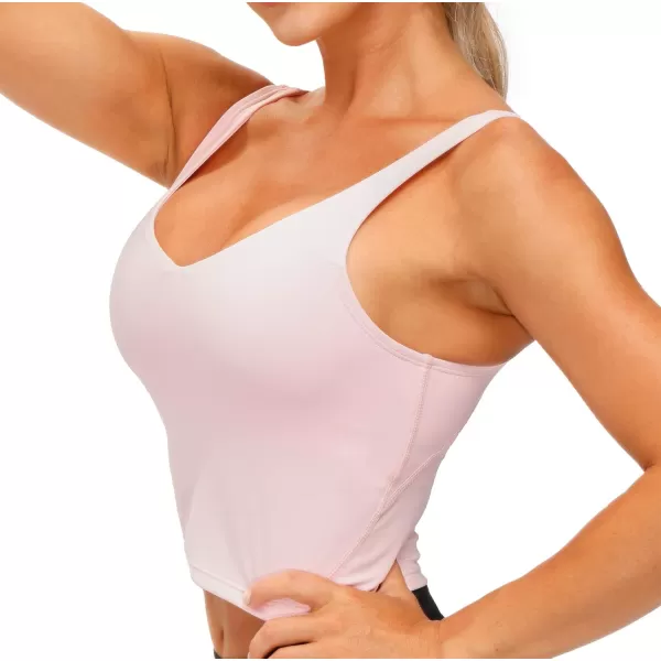 THE GYM PEOPLE Womens Sports Bra Longline Wirefree Padded with Medium SupportPink