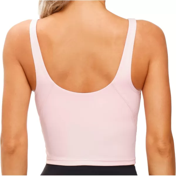 THE GYM PEOPLE Womens Sports Bra Longline Wirefree Padded with Medium SupportPink