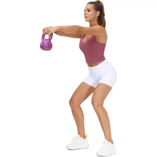 THE GYM PEOPLE Womens Sports Bra Longline Wirefree Padded with Medium SupportRose Red