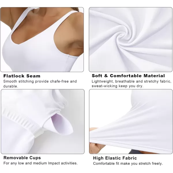 THE GYM PEOPLE Womens Sports Bra Longline Wirefree Padded with Medium SupportWhite