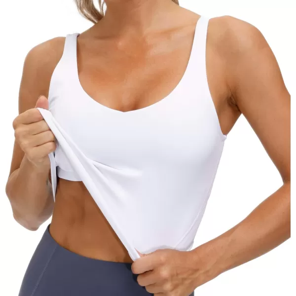THE GYM PEOPLE Womens Sports Bra Longline Wirefree Padded with Medium SupportWhite