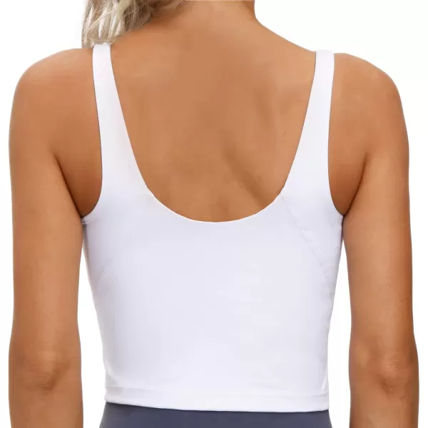 THE GYM PEOPLE Womens Sports Bra Longline Wirefree Padded with Medium SupportWhite