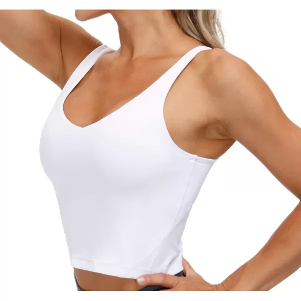 THE GYM PEOPLE Womens Sports Bra Longline Wirefree Padded with Medium SupportWhite