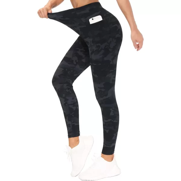 THE GYM PEOPLE Womens Yoga Pants High Waist with Pocket Tummy ControlBlackgrey Camo