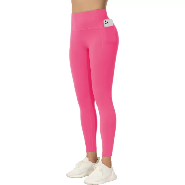 THE GYM PEOPLE Womens Yoga Pants High Waist with Pocket Tummy ControlBright Pink