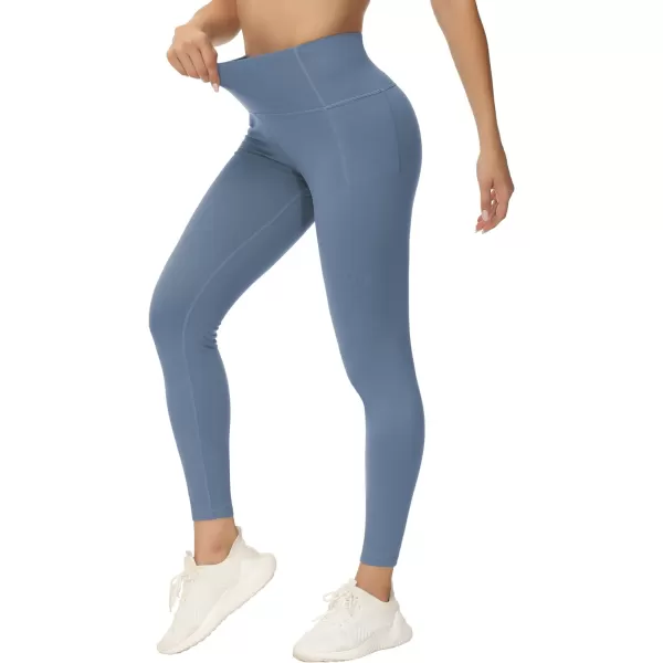 THE GYM PEOPLE Womens Yoga Pants High Waist with Pocket Tummy ControlGrey Blue