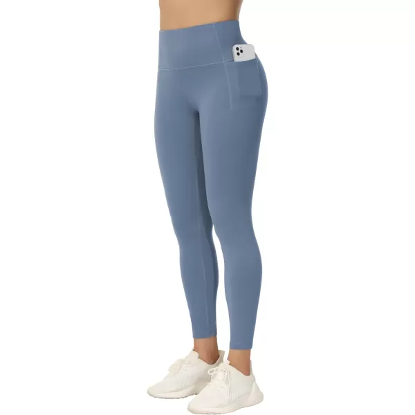 THE GYM PEOPLE Womens Yoga Pants High Waist with Pocket Tummy ControlGrey Blue