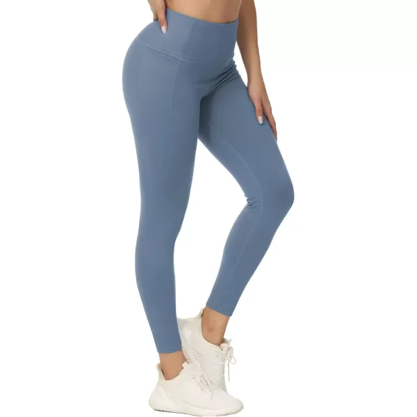 THE GYM PEOPLE Womens Yoga Pants High Waist with Pocket Tummy ControlGrey Blue
