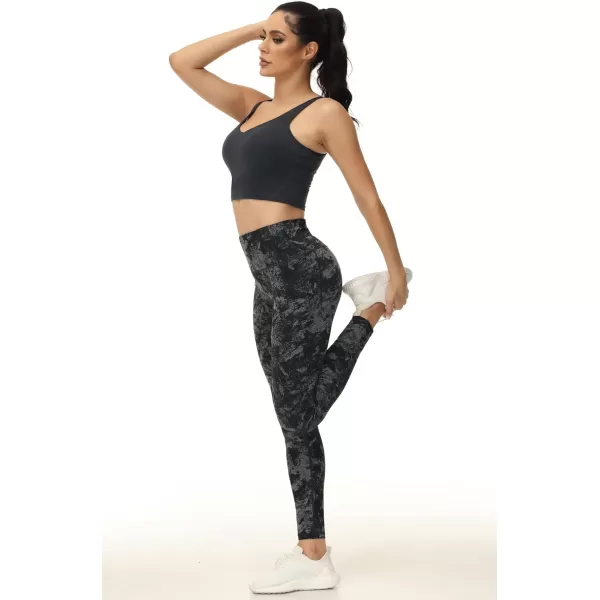 THE GYM PEOPLE Womens Yoga Pants High Waist with Pocket Tummy ControlGrey Marble
