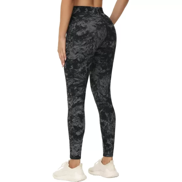 THE GYM PEOPLE Womens Yoga Pants High Waist with Pocket Tummy ControlGrey Marble