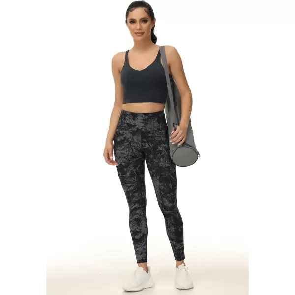 THE GYM PEOPLE Womens Yoga Pants High Waist with Pocket Tummy ControlGrey Marble