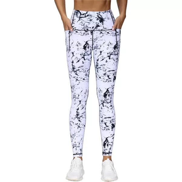 THE GYM PEOPLE Womens Yoga Pants High Waist with Pocket Tummy ControlMarble