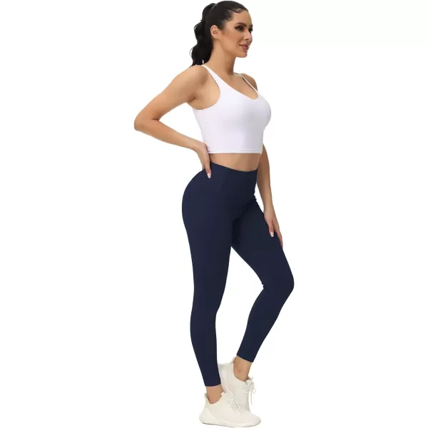 THE GYM PEOPLE Womens Yoga Pants High Waist with Pocket Tummy ControlNavy Blue