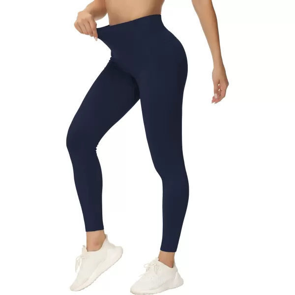 THE GYM PEOPLE Womens Yoga Pants High Waist with Pocket Tummy ControlNavy Blue
