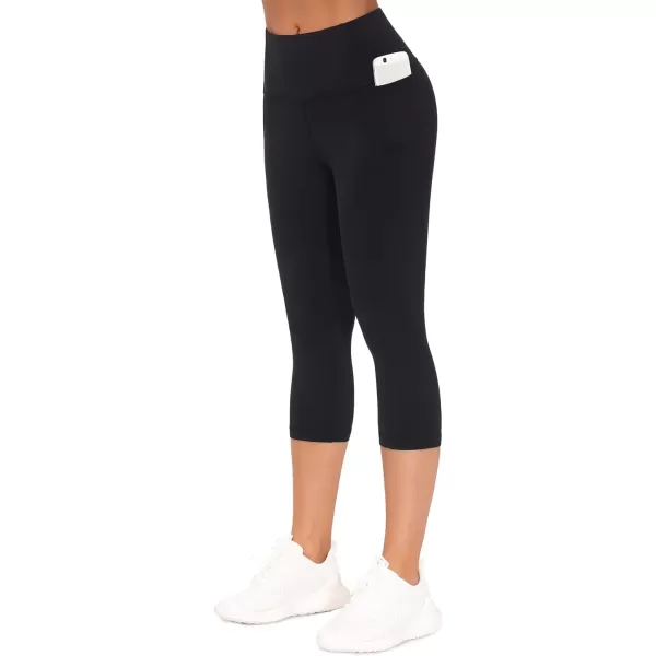 THE GYM PEOPLE Womens Yoga Pants High Waist with Pocket Tummy ControlScapris Black