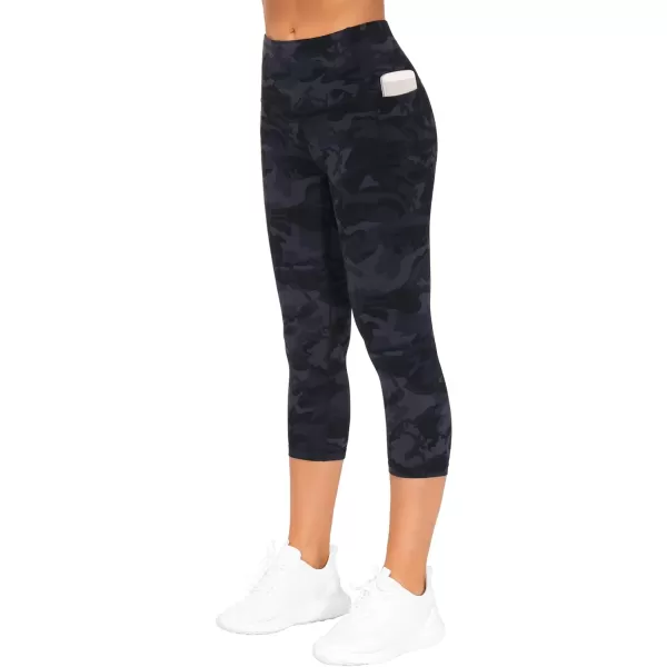 THE GYM PEOPLE Womens Yoga Pants High Waist with Pocket Tummy ControlScapris Blackgrey Camo