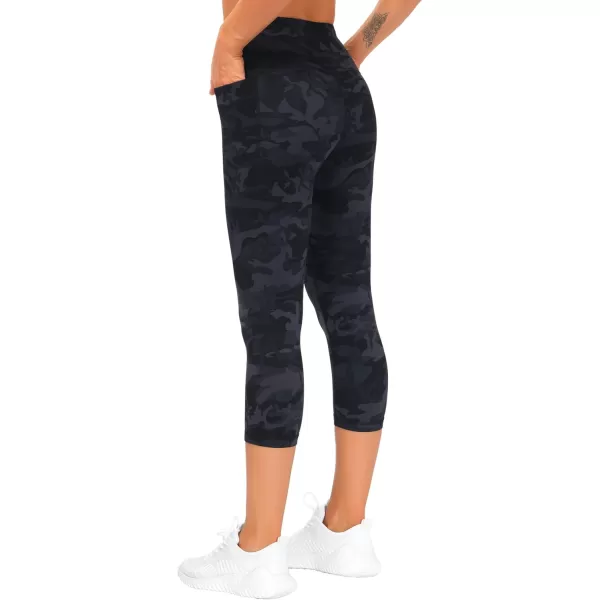 THE GYM PEOPLE Womens Yoga Pants High Waist with Pocket Tummy ControlScapris Blackgrey Camo