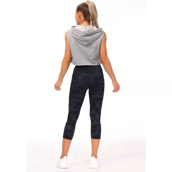 THE GYM PEOPLE Womens Yoga Pants High Waist with Pocket Tummy ControlScapris Blackgrey Camo