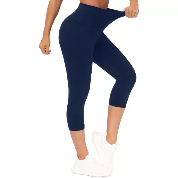 THE GYM PEOPLE Womens Yoga Pants High Waist with Pocket Tummy ControlScapris Navy Blue