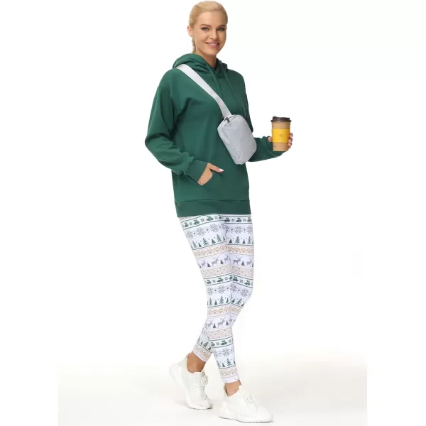 THE GYM PEOPLE Womens Yoga Pants High Waist with Pocket Tummy ControlXmas Print White