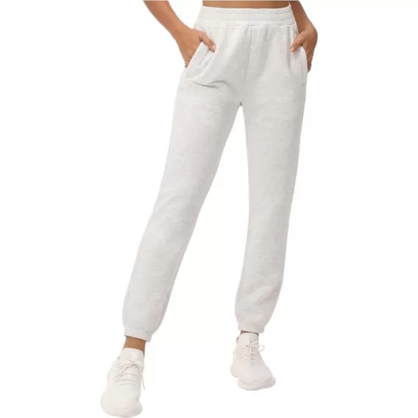 THE GYM PEOPLE Womens Baggy Cinch Bottom Sweatpants Lightweight Workout Joggers Pants with PocketsHeather White