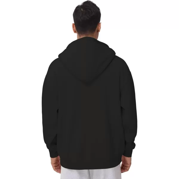 THE GYM PEOPLE Mens Full Zip Fleece Hoodie Jacket Loose Fit Soft Sweatshirts with Pockets DrawstringBlack