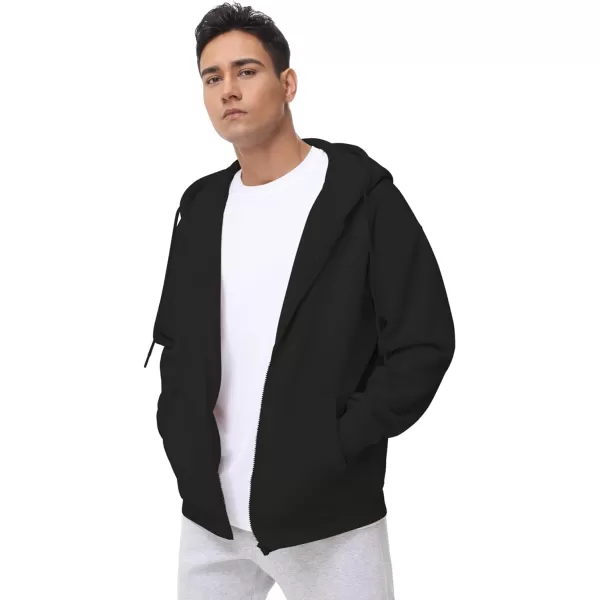 THE GYM PEOPLE Mens Full Zip Fleece Hoodie Jacket Loose Fit Soft Sweatshirts with Pockets DrawstringBlack