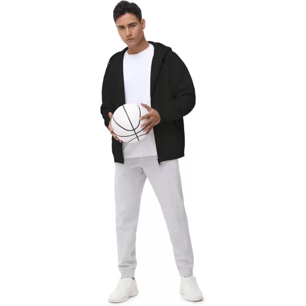 THE GYM PEOPLE Mens Full Zip Fleece Hoodie Jacket Loose Fit Soft Sweatshirts with Pockets DrawstringBlack