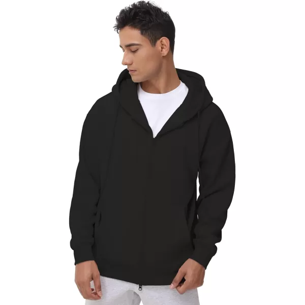 THE GYM PEOPLE Mens Full Zip Fleece Hoodie Jacket Loose Fit Soft Sweatshirts with Pockets DrawstringBlack