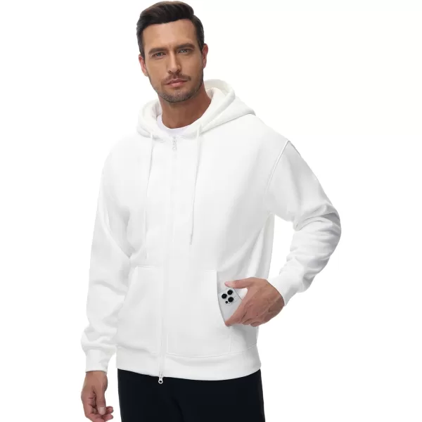 THE GYM PEOPLE Mens Full Zip Fleece Hoodie Jacket Loose Fit Soft Sweatshirts with Pockets DrawstringWhite