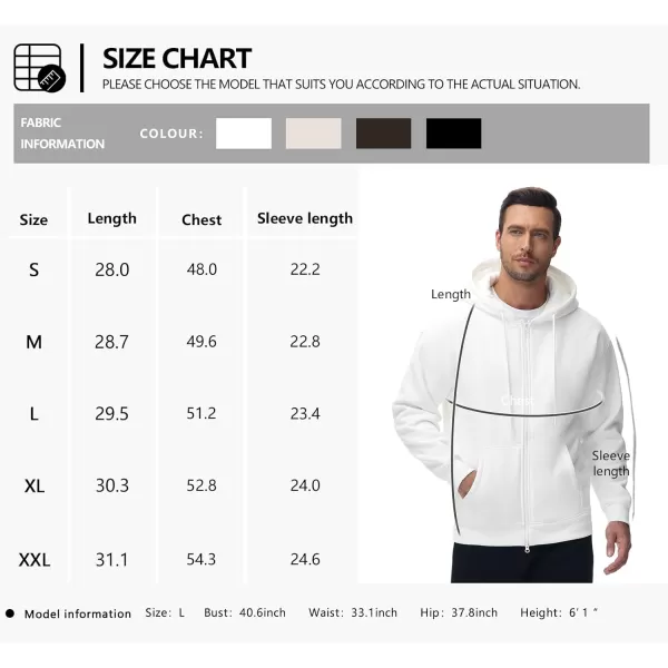 THE GYM PEOPLE Mens Full Zip Fleece Hoodie Jacket Loose Fit Soft Sweatshirts with Pockets DrawstringWhite