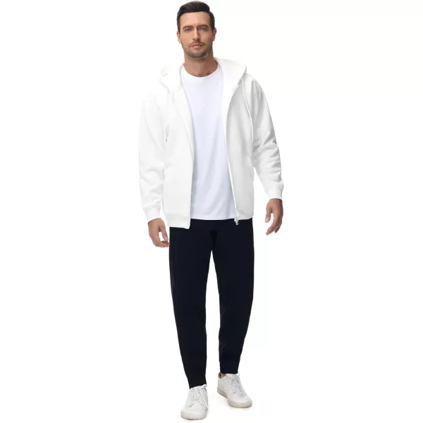 THE GYM PEOPLE Mens Full Zip Fleece Hoodie Jacket Loose Fit Soft Sweatshirts with Pockets DrawstringWhite