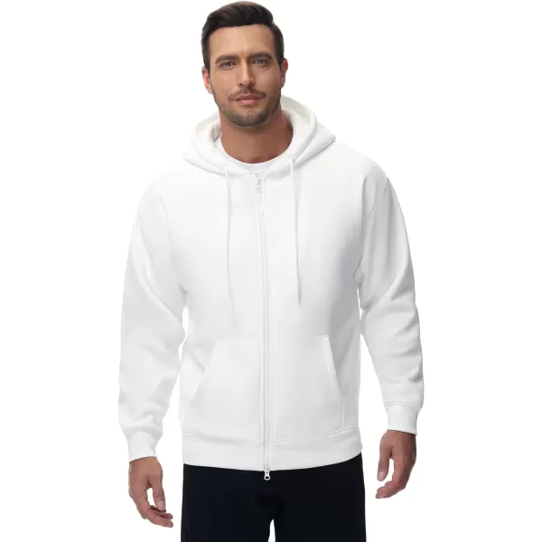 THE GYM PEOPLE Mens Full Zip Fleece Hoodie Jacket Loose Fit Soft Sweatshirts with Pockets DrawstringWhite