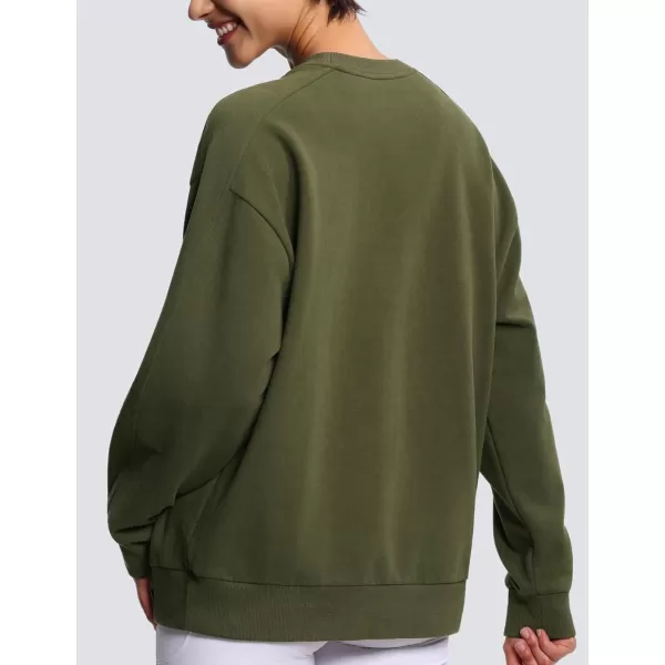THE GYM PEOPLE Womens Fleece Pullover Sweatshirt Loose Boxy Lounge Long Sleeve Workout Shirt with PocketBean Brown