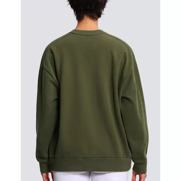 THE GYM PEOPLE Womens Fleece Pullover Sweatshirt Loose Boxy Lounge Long Sleeve Workout Shirt with PocketBean Brown